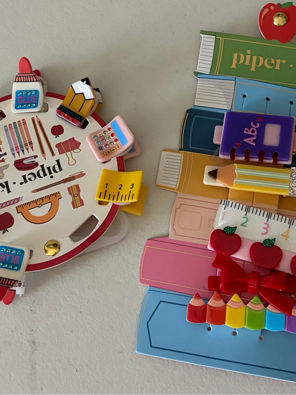 Piper K Kids School-Themed Hair Clip/Claw Set - Multicolor